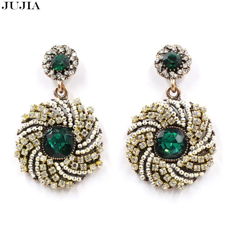 

3 colors wholesale 2019 New Arrival good quality statement round crystal stud Earrings Factory Price earring wholesale