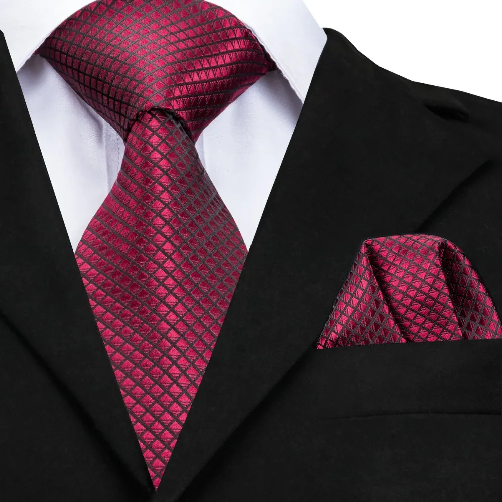 

Hi-Tie Large Men's Tie 160cm Long 8cm Wide Long Ties for Men 2018 Fashion Red Solid Plain Tie Cufflinks Set corbatas para GP-005