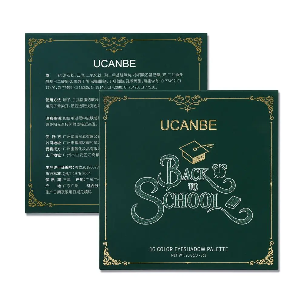 UCANBE Back To School 16 цветов Тени для век матовые тени мерцающие прессованные