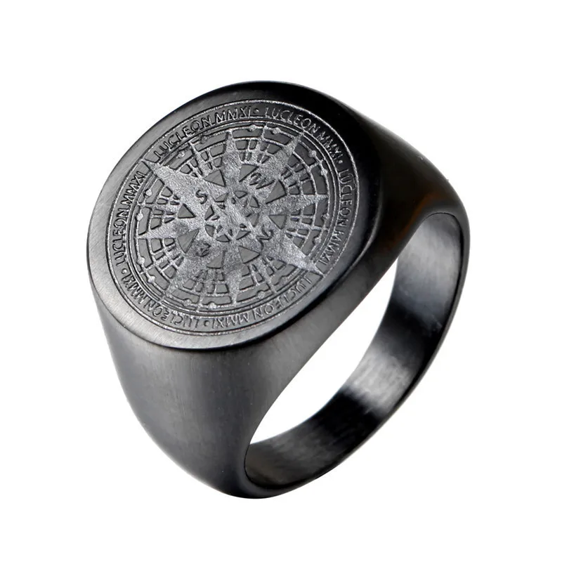 

316L Stainless Steel Compass Man Men Rings Vintage Simple Classics Creativity Personality for Male Boy Jewelry Accessories Gift