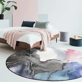 

modern Nordic round carpet Living room table full shop kids bedroom bedroom bed cute rug Home study swivel chair basket mat soft