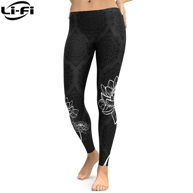 LI-FI Elastic Fitness Leggings Tights Slim Running Sportswear Sports Pants Women Yoga Pants Quick Drying Training Trousers 3