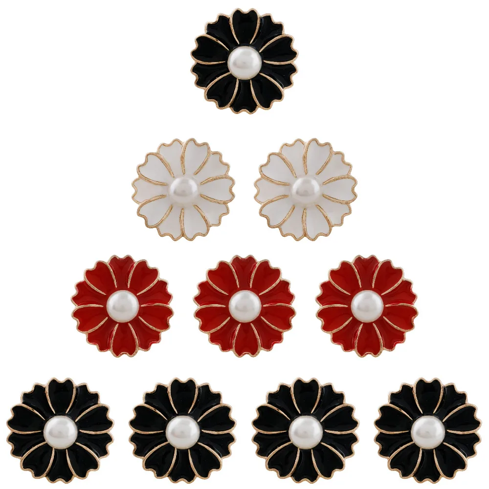 

10pc Pearl beads buttons Rhinestone Stone Crystal Flower Snap Buttons for Women fit 18mm/20mm DIY Snap Bracelet/Necklace Jewelry