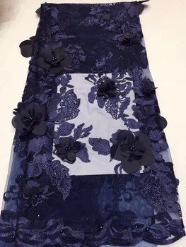 

3d Lace Fabric Classic Nigerian beads Lace Fabric African popular embroidered tulle lace fabric with stones material ZX31031