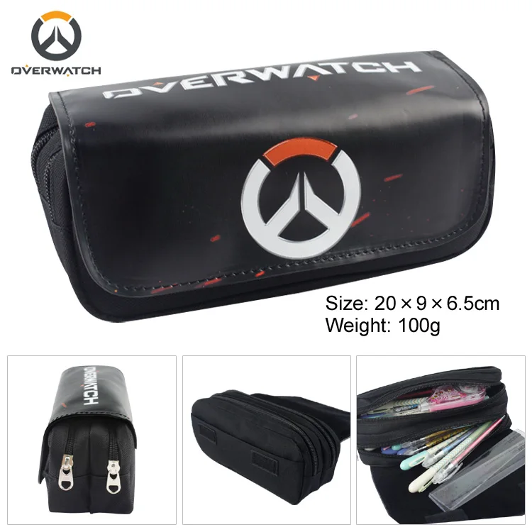 

Super Mario Double Zipper Pencil Bag OW Overwatch Cosplay Prop Pencil Case Kids Girl Boy School Gift Stationery Container School