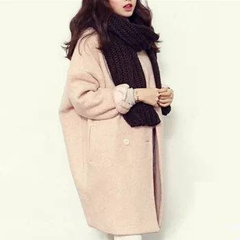

Women's winter autumn coats ladies long OL double breasted coat female woolen coat