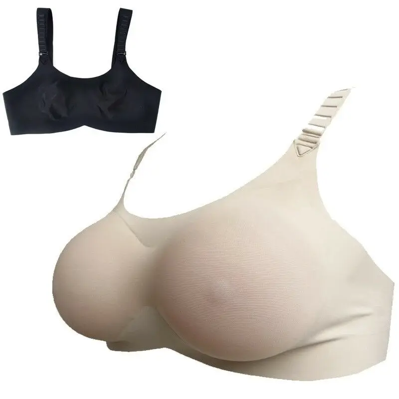 

2019 Pocket Bra Silicone Breast Forms Fake Boobs Triangle Breasts Suit For Crossdresser Transvestite Drag Queen Postoperative