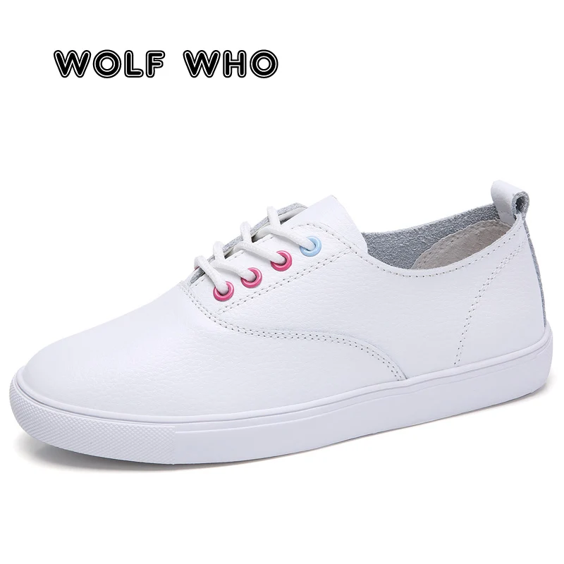 

WOLF WHO Women Casual Shoes 2019 New Ladies Flats Shoes Fashion Breathable Vulcanization Lace-Up Female Sneakers feminino N-003