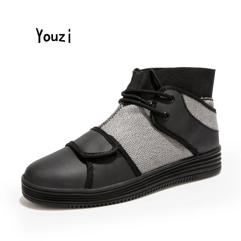Prix pour Style britannique Mâle Skate Chaussures Pour Le Printemps Automne Épissage Toile de Lecteur Hommes Planche À Roulettes Chaussures High Top Sneakers Élastique Bande Prix pour Style britannique Mâle Skate Chaussures Pour Le Printemps Automne Épissage Toile de Lecteur Hommes Planche À Roulettes Chaussures High Top Sneakers Élastique Bande