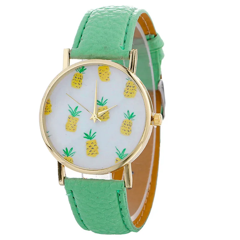 Excellent Quality women's watches casual watches Stylish Pineapple Printing Leather Bracelet Lady Womans Wrist Watch clock M17 (5)