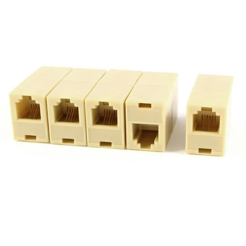 

5 Pcs Beige Plastic RJ11 6P4C Female/Female Telephone Cable Inline Connector