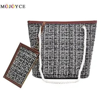

Large Capacity Totes Women Girls Braid Wool Plaid Clutch Handbags Casual Ladies Shoulder Bag Bolsa Feminina