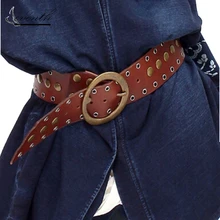 2017 Brand New Vintage Style Handmade Irregular Rivet Faux Leather Fashion Belt Dress Shirt Belts Women Cintos Femininos