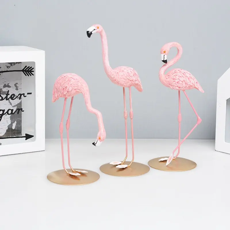 High Quality Resin Pink Flamingo Decor For Home Decoration Accessories Sculpture Figurine Gifts Wedding Supplies Home Decor (6)