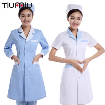 

2019 New Doctor Nurse Uniform Summer Hospital Medical Pharmacy Surgical Uniforms Beauty Salon Scrub Set Women Female Long Coat