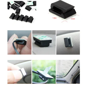 

20pcs/set Car Tie Clips Organizer Drop Adhesive Clamp Wire Cord Clip Cable Holder Black