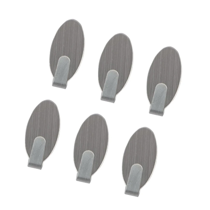 

Door Hook 6pcs Wall Key Holder Decorative Hooks for Towel Kitchen Self-Adhesive Stainless Steel Hook Coat Hangers EGP030