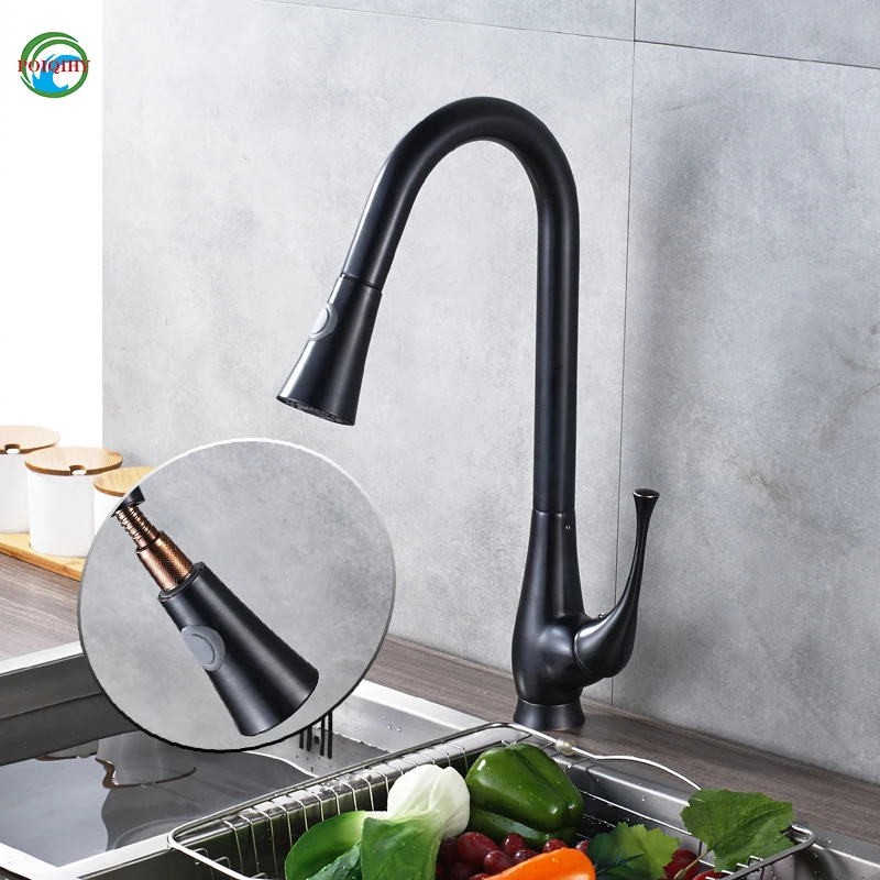 

Convenient Kitchen Faucet Pull Out Dual Sprayer Stream Deck Mount Single Hole Hot and Cold Water Mixers