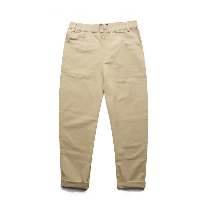 Fashion Casual Men's Straight Pants All Seasons New M-XL Cotton Solid Color Loose Pants Khaki Personality Youth Popular