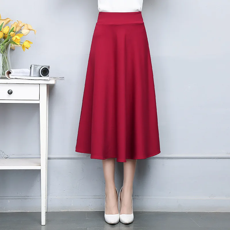 

Women Girls skirts Black burgundy new Korean version of the long paragraph front skirt pleated skirt ladies skir