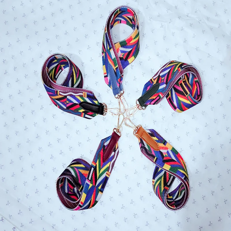 

Colorful belt bag strap nylon rainbow color 75*5 shoulder strap ethnic style color bag accessories shoulder slung strap widening