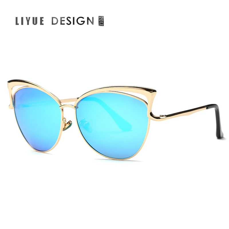 

Fashion Women Cat Eye Sunglasses Alloy Frame Brand Designer Sunglasses Classic Shades Oculos de sol UV400 373