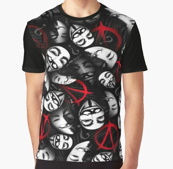 

All Over Print 3D Women T Shirt Men Funny tshirt Anonymous Masks Collage Pattern Graphic T-Shirt