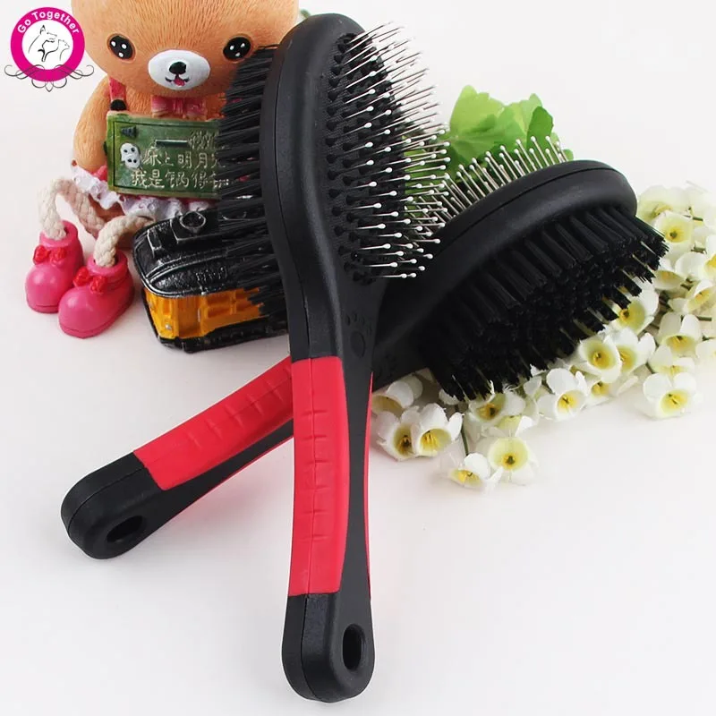 Double sided Dog Comb Long Hair Brush Plastic Handle Puppy Cat Massage