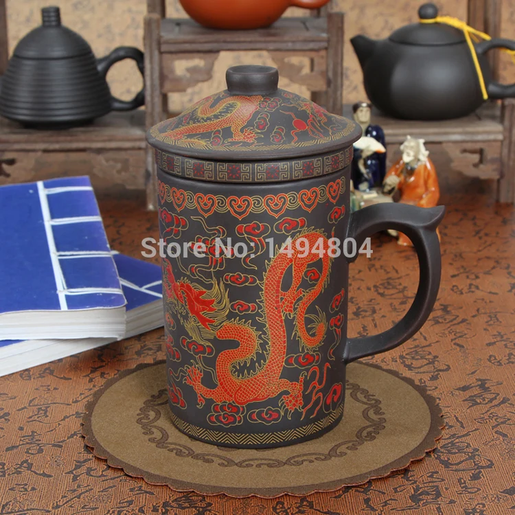 400ML Chinese Yixing Tea Set Purple Clay Tea Cup Dragon Tea Cups Home Office Teaset Zisha