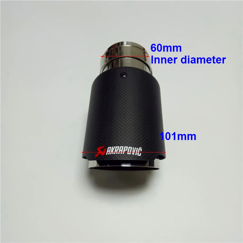 

Car styling Inlet 60mm to Outlet 101mm Matt Black Akrapovic Carbon Exhaust Tip Escape Akrapovic Muffler Pipes