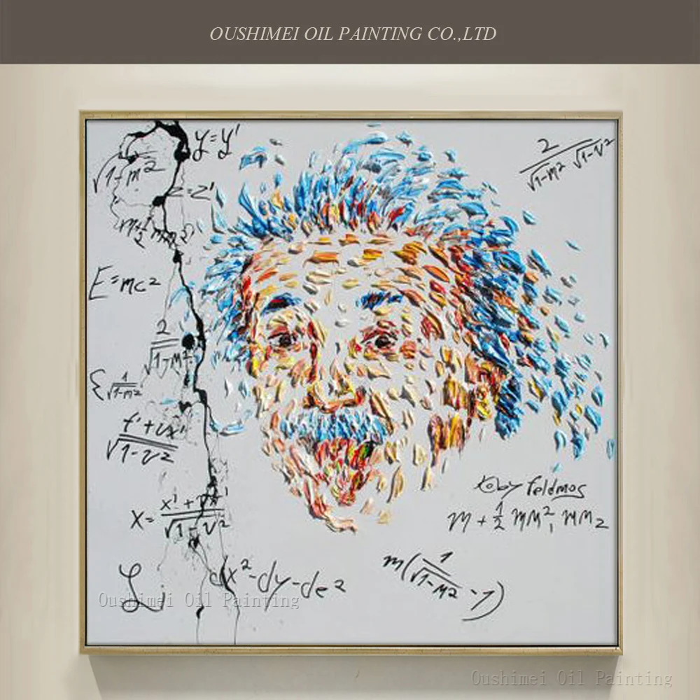 

Skills Artist Pure Hand-painted Special Design Modern Abstract Einstein Oil Painting On Canvas Funny Einstein Face Oil Painting