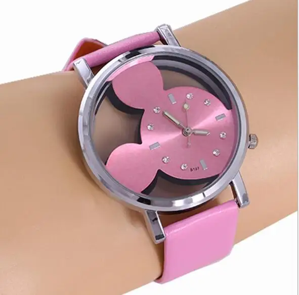 double hollow mickey watch Children Women Ladies Girl Leather Watch Kids Wrist W double hollow mickey watch Children Women Ladies Girl Leather Watch Kids Wrist W