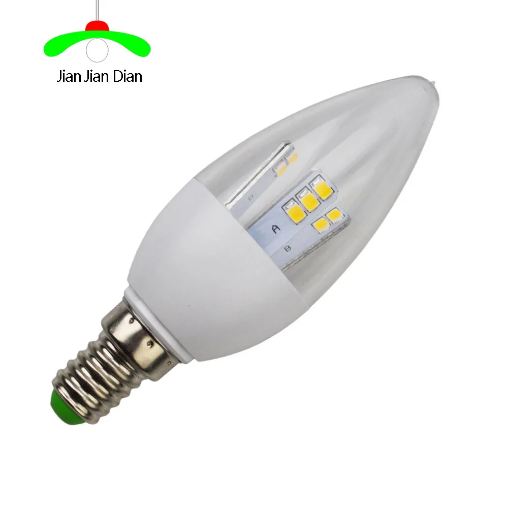 1 Новый светодиодный светильник с затемнением E12 E14 E27 B15 B22 2835 SMD 5 Вт, светодиодный светильник в форме свечи, лампа белого/теплого AC110-220V для