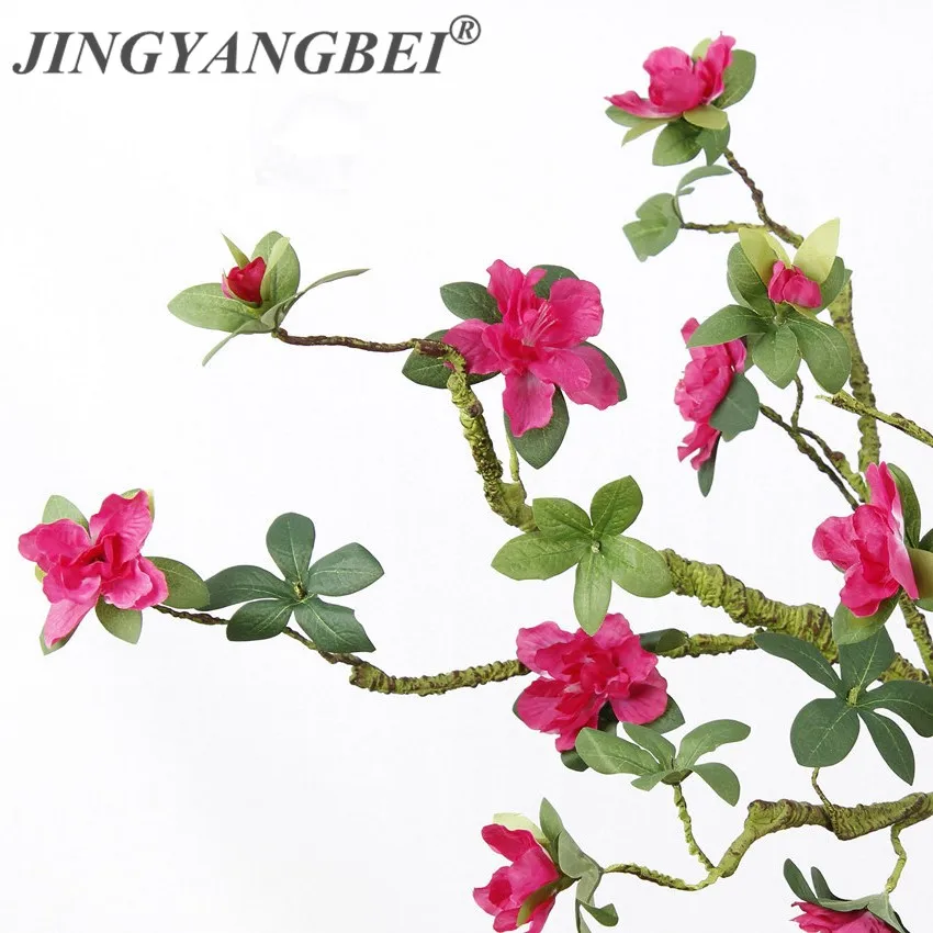 

DIY 90cm Foam rattan Artifical Azalea Rhododendron silk flowers branch Floor Home Decoration Fake Flower