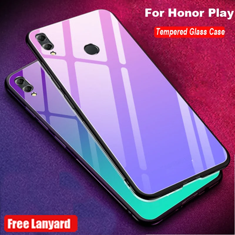 

Tempered Glass Case For Huawei Honor Play Gradient Color Back Cover For Huawei Honor Play Soft Silicone Phone Cases HonorPlay