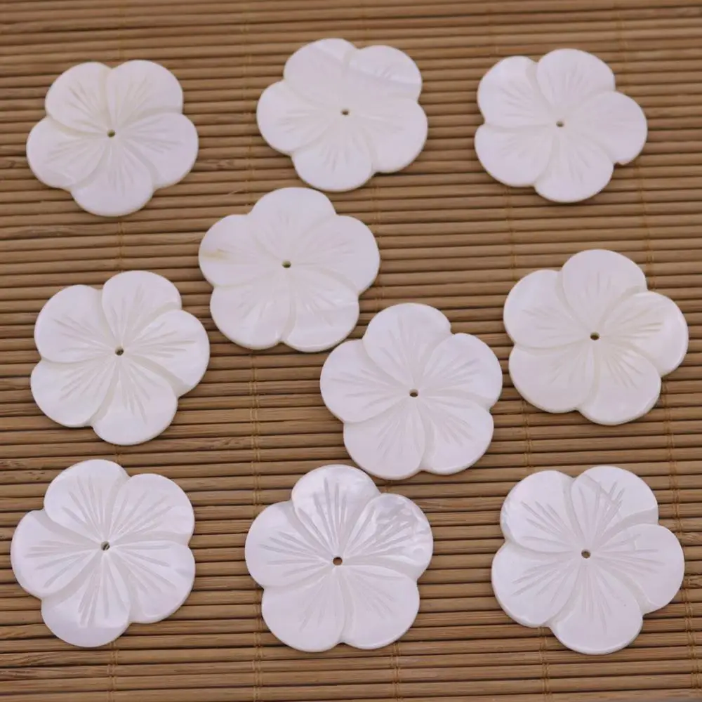 10 PCS 35mm Flower Shell Natural White Mother of Pearl Charms | Украшения и аксессуары