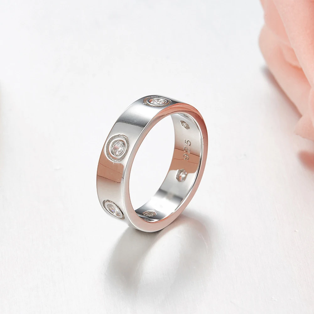 Real 925 Sterling Silver logo carter Love rings Cz Band ring For Women Men wedding couple ring Logo Pulseira feminina jewelry