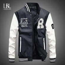 Nuovi Uomini Giacca di Pelle 2020 di Marca Del Ricamo Berretto Da Baseball DELL'UNITÀ di elaborazione Giubbotti Maschio Casual di Lusso Caldo di Inverno In Pile Pilot Bomber Cappotto del Rivestimento