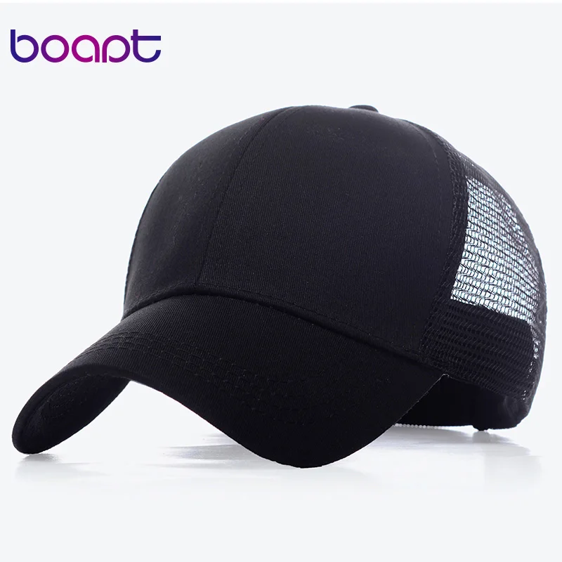 

Unisex Plain Mesh Baseball Cap For Women Ponytail Snapback Hats Men Casual Adjustable Solid color Hip Hop Trucker Cap Dad Hat