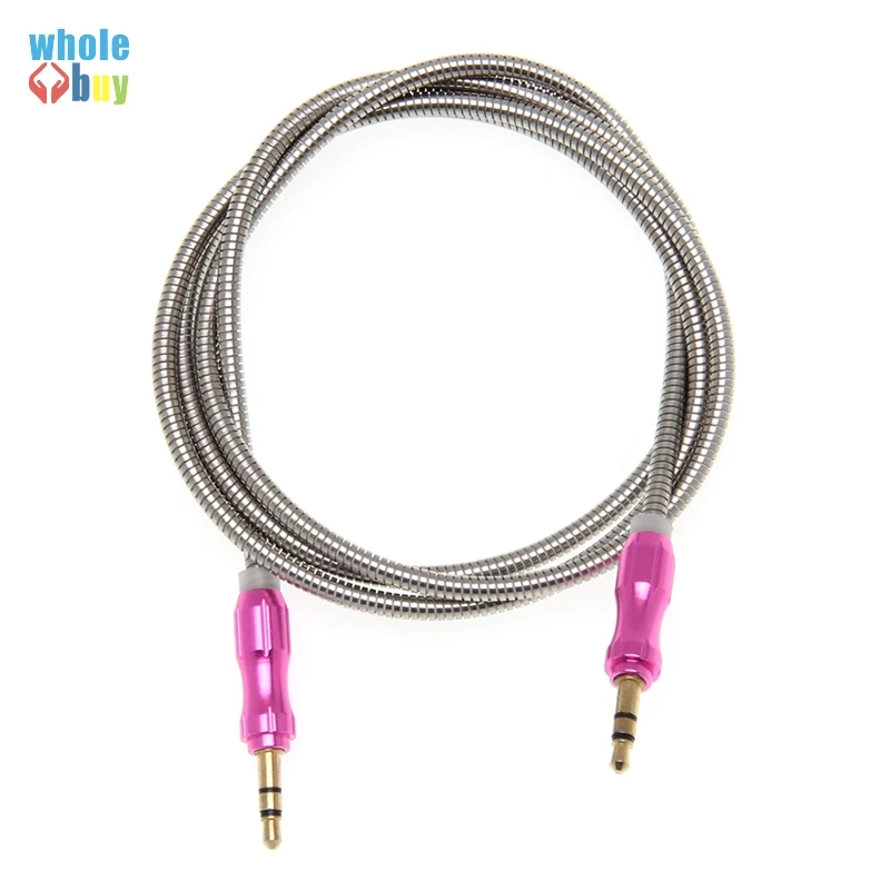 100pcs lot Aux Cable Speaker Wire 3 5mm Jack 1m Sliver Ring Matel Audio Cable for Car Headphone Adapter Speaker MP3 MP4 Cheap