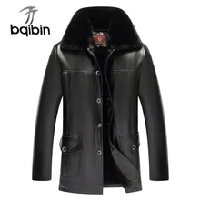 Зимняя длинная меховая мужская куртка из искусственной кожи Осенняя флисовая парка теплая толстая зимняя университетская куртка мужская черная верхняя одежда на пуговицах пальто