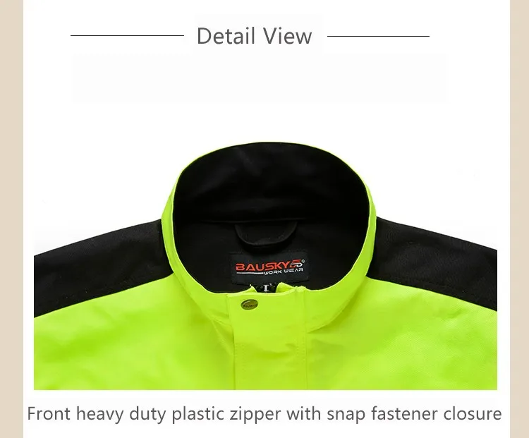 Bauskydd Reflective Jacket High visibility Men Outdoor Working Tops Fluorescent Yellow Multi-pockets Safety Workwear Clothing (9)