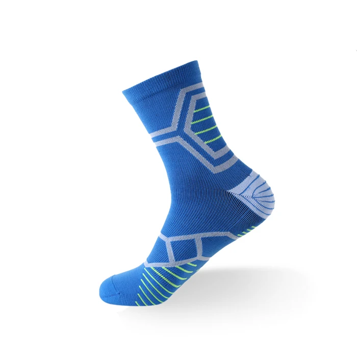 Мужские спортивные носки из нейлона, компрессионные, в полоску, спортивные, мягкие и дышащие, для путешествий, подходят для спортсменов - Цвет: Greeb