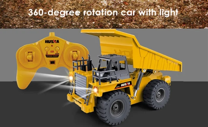 HUINA 1540 1:18 2.4G 6CH RC Alloy Dump Truck Auto Demonstration Function 