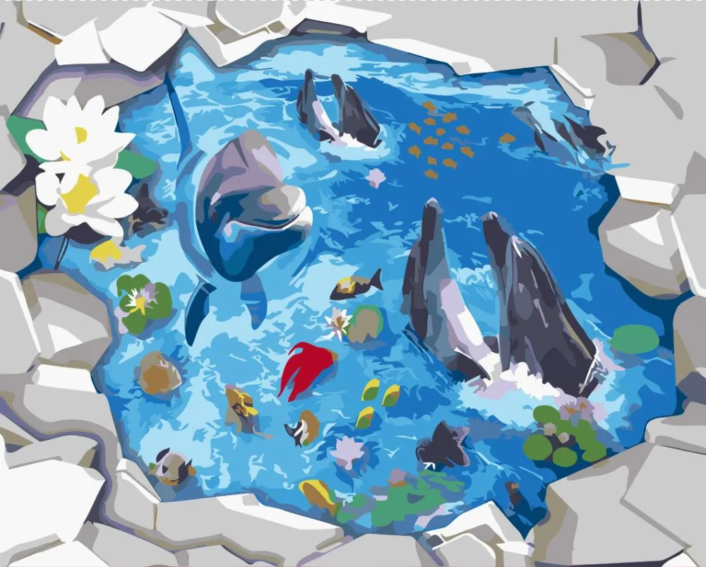 3D морской синий море подводный Краски ing рыбы акулы Краски фото по номерам комплекты раскраски неповторимый подарок комнаты декор дома декор
