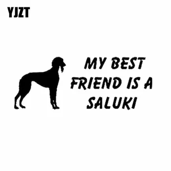 

YJZT 18CM*6.7CM My Best Friend Is A Saluki Dog Vinyl Fashion Cartoon Car Sticker Black/Silver C2-3208