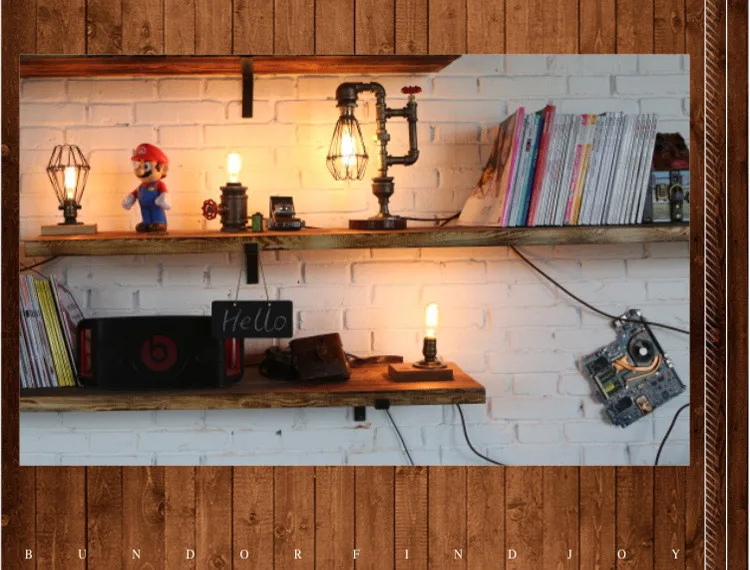 Vintage Industrial Retro water pipe Style Table Desk Lamp light 7