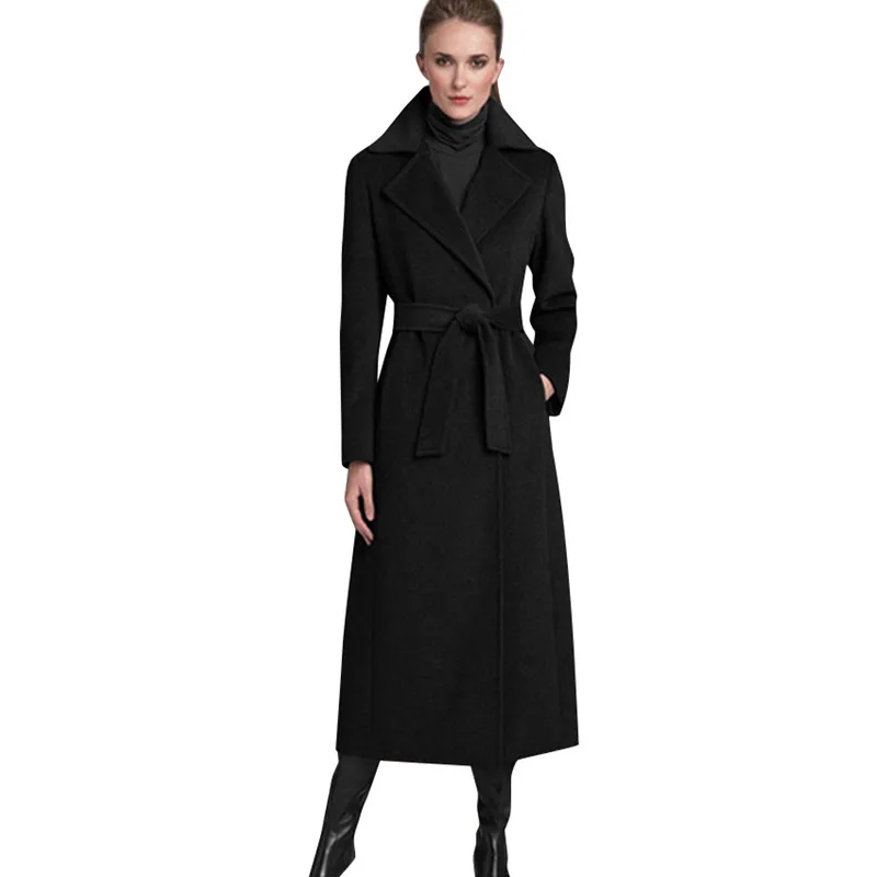 

2019 New Winter High Quality Imitation Cashmere Overcoat Women Wool Coats Jackets Elegant Vintage Maxi Outerwear Woolen Coats