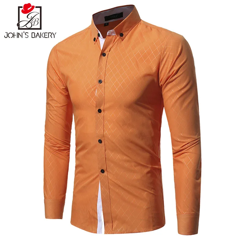 Новые осенние модные брендовые Для мужчин одежда Slim Fit рубашка с длинными