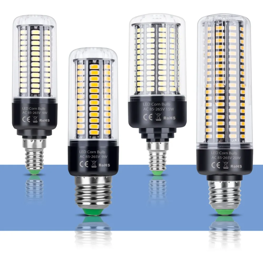 HC - LONG LIFE Aluminium PCB LED Light Bulb Corn E27 E14 AC 220V 2835 SMD 